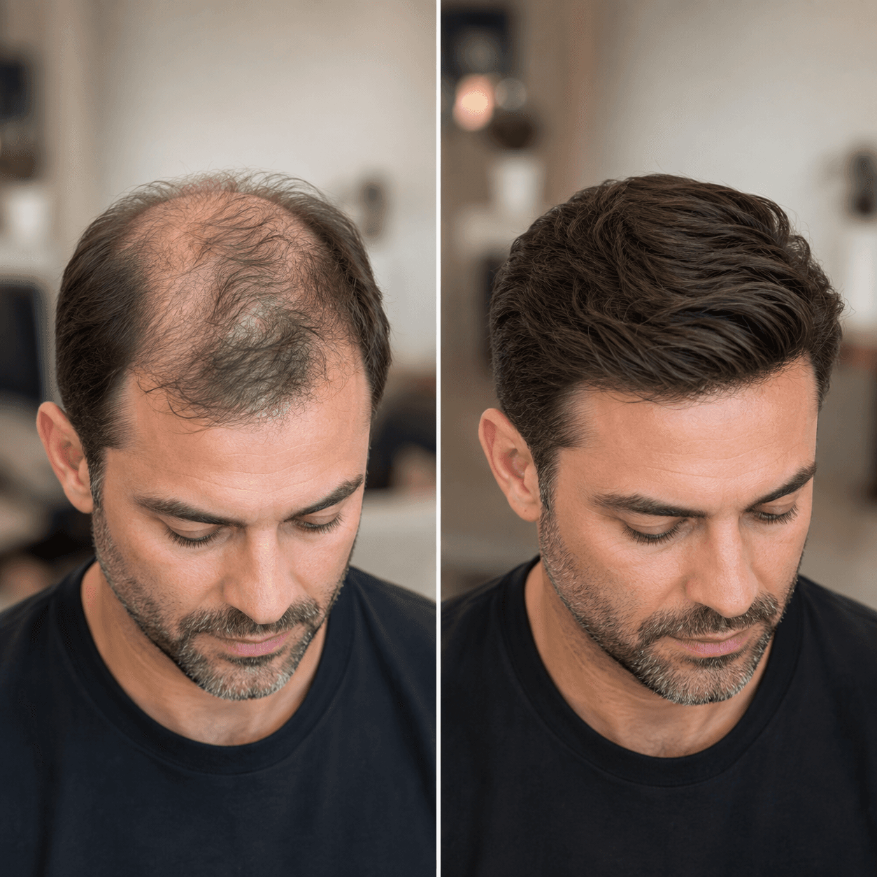 Before and After Men's Hairpiece Transformation 1