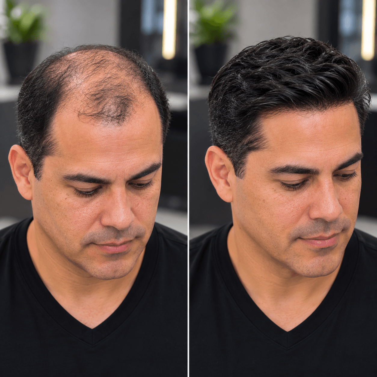 Before and After Men's Hairpiece Transformation 2