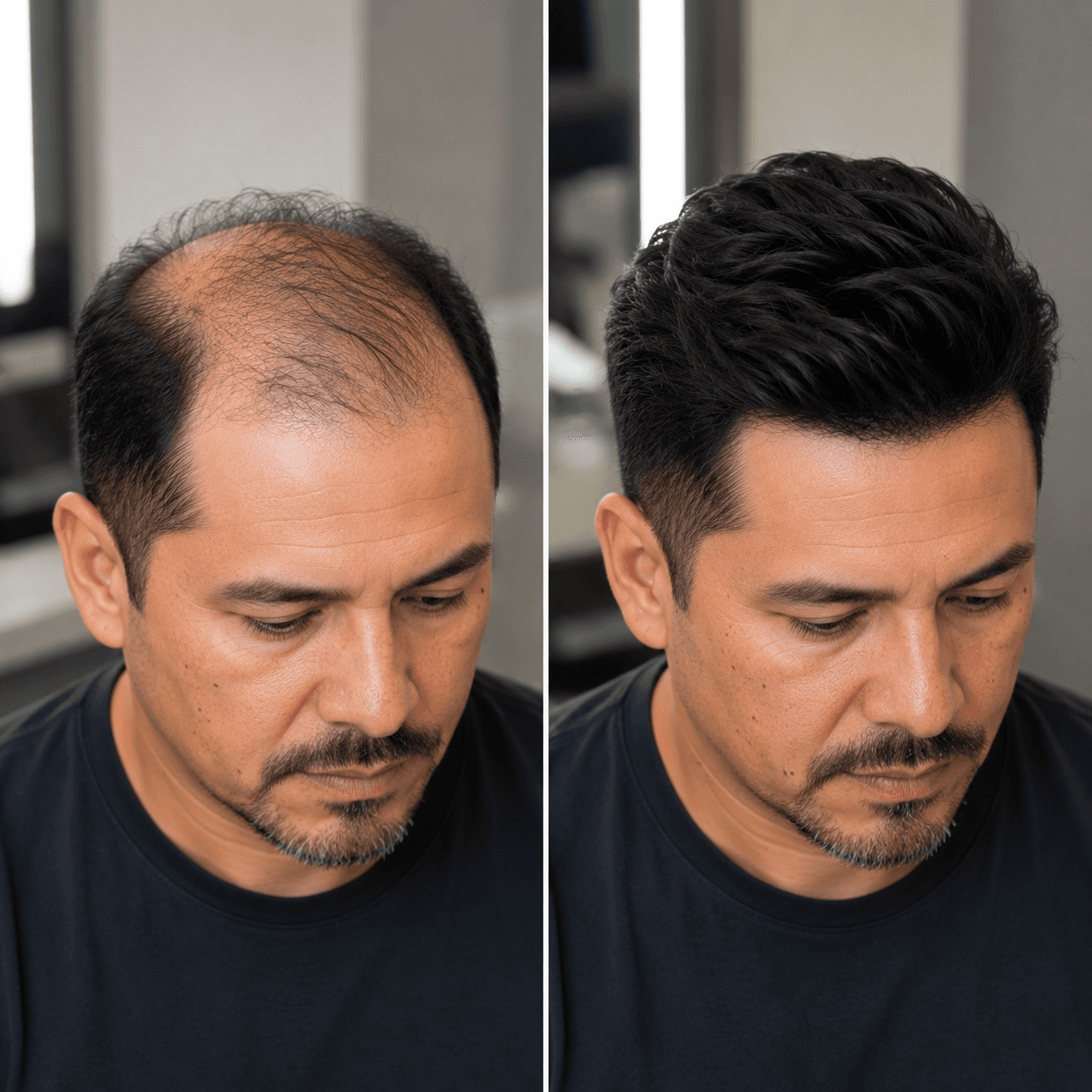 Before and After Men's Hairpiece Transformation 3