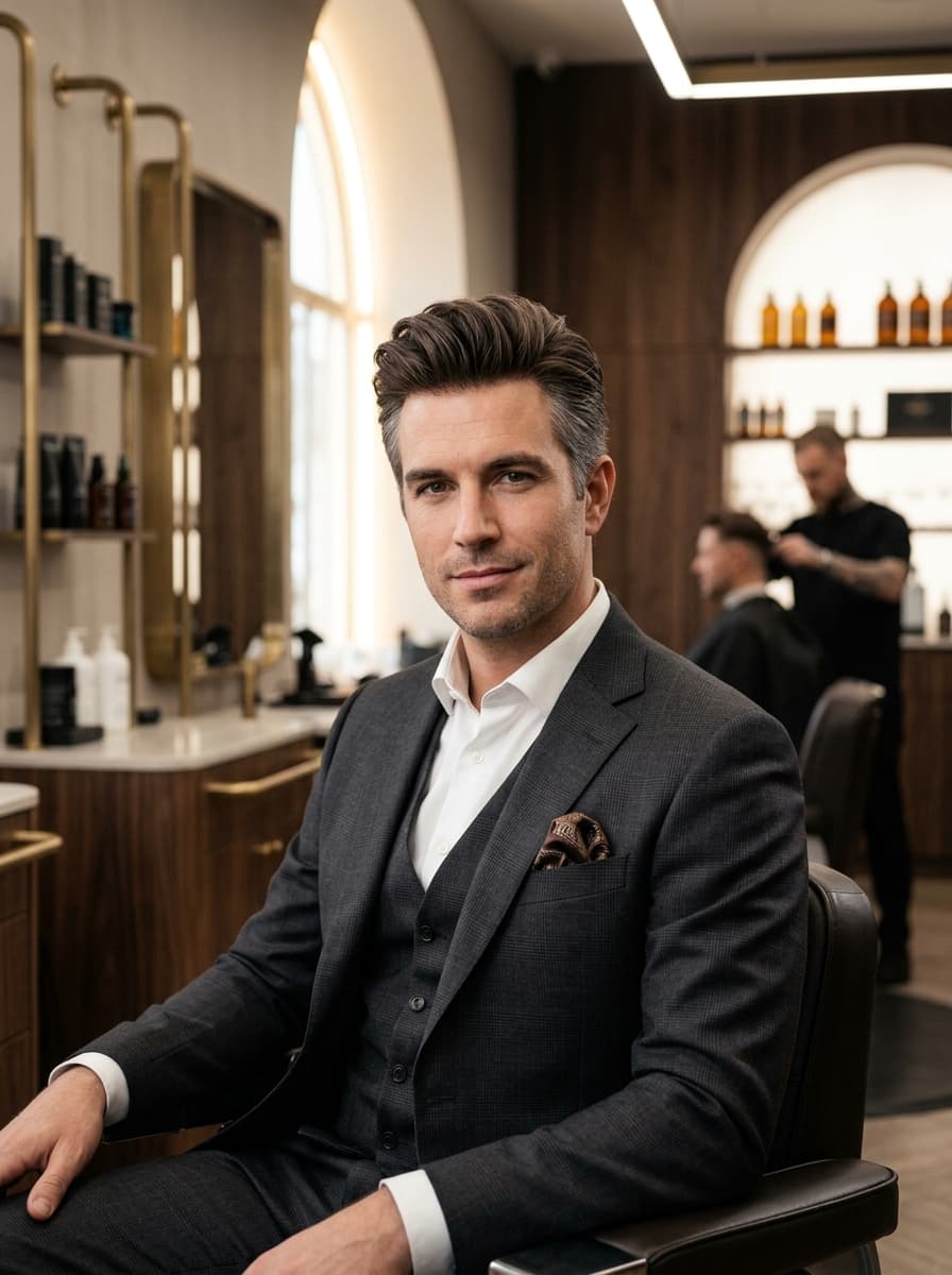 Modern Textured Pompadour - Men's Hair Replacement System